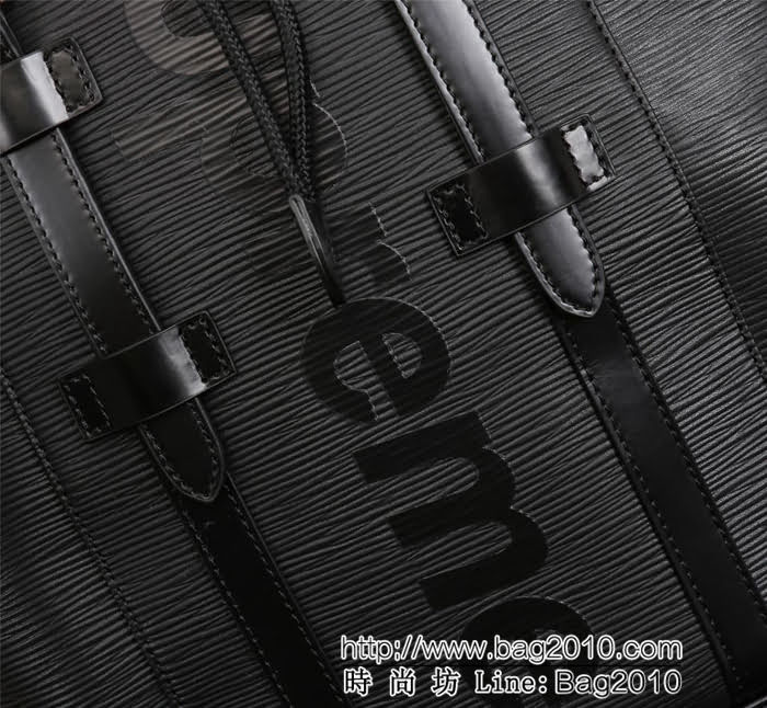 LV路易威登 最新爆款 絲印水波紋背包 黑色雙肩包 41379  Bhq1134
